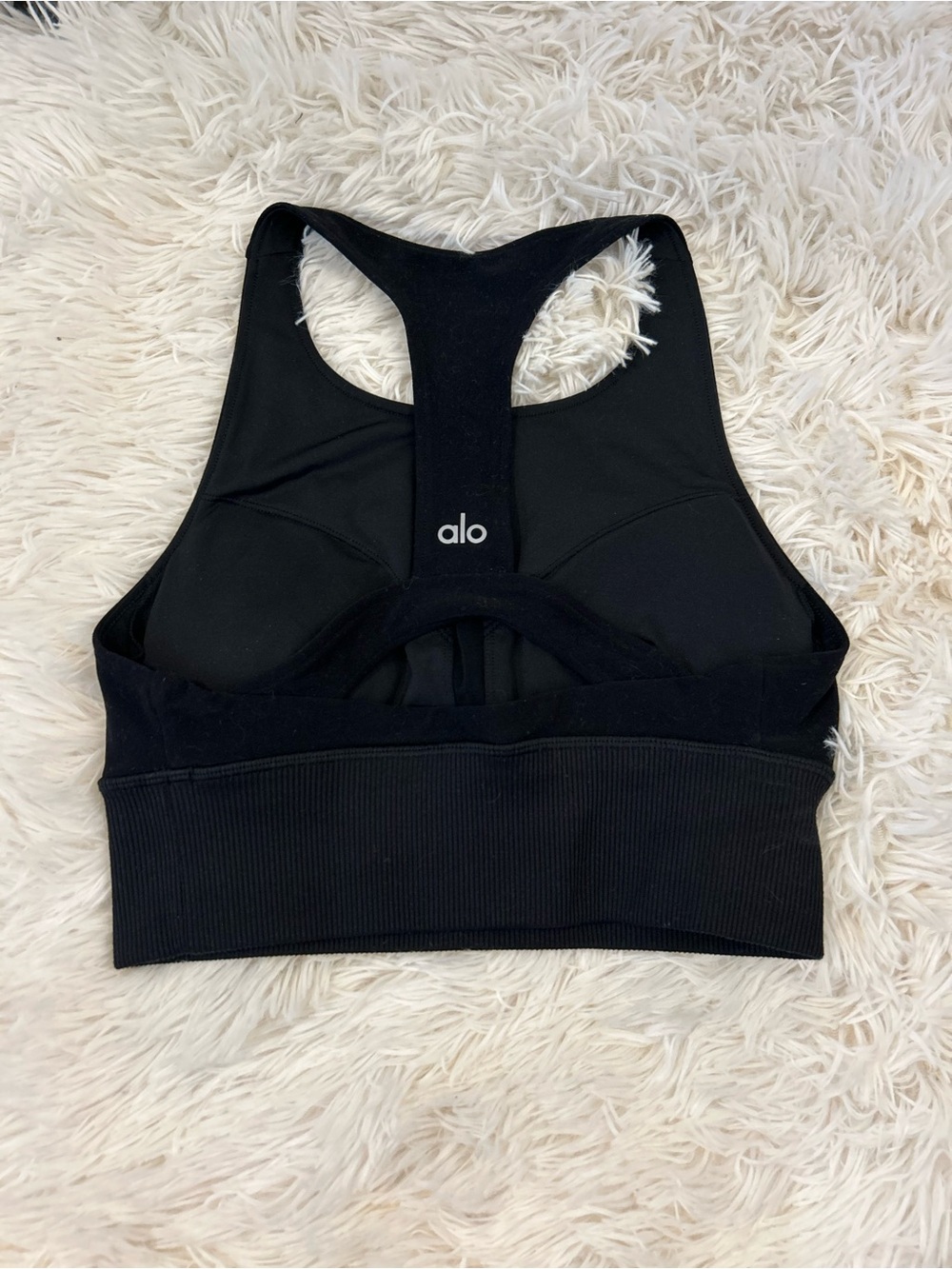 ALO Yoga Black High Neck Alosoft Serenity Sports Bra